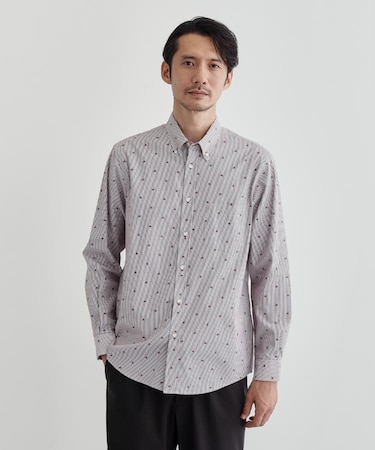 ハットモチーフ ジャカード ストライプ シャツ