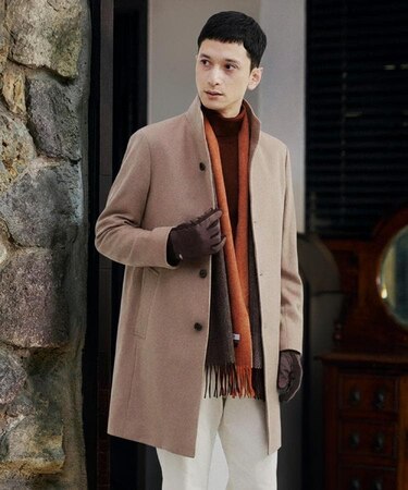 【ウールカシミヤブレンド】ビーバー調 スタンドカラー コート