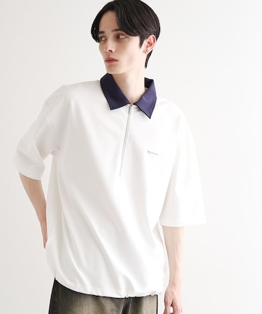 配色ハーフジップポロ