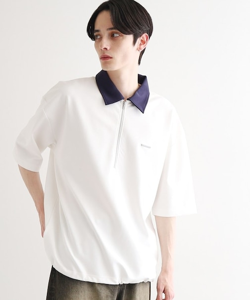 配色ハーフジップポロ