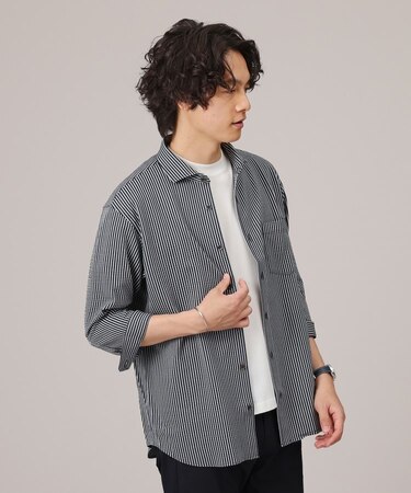 【抗菌防臭/7分袖】サッカージャージ ストライプシャツ