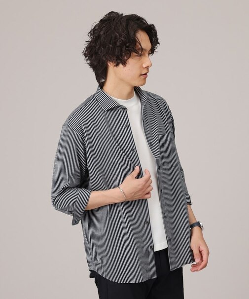 【抗菌防臭/7分袖】サッカージャージ ストライプシャツ