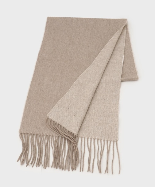 【カシミヤ100%】無地リバー 配色カシミヤマフラー