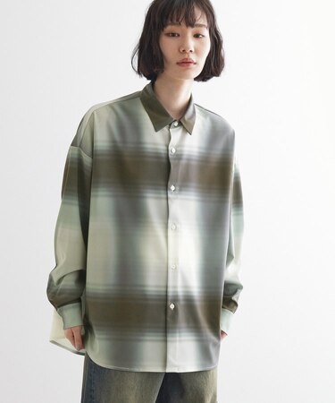 グラデオンブレーチェックシャツ