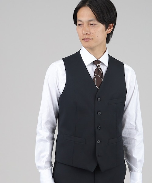 TAKEO KIKUCHI⭐️ DORMEUILスリーピース対応ベスト へリンボ DORMEUIL AMADEUS365】ピンストライプ ベスト/3ピース対応（ベスト