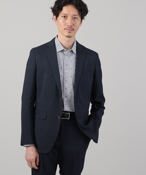 【ONOFF/セットアップ対応】メランジ シャークスキン ストレッチジャケット