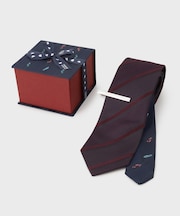 【BOXセット】クラシックシャドーストライプ ネクタイ＆タイバー