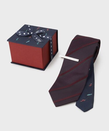 【BOXセット】クラシックシャドーストライプ ネクタイ＆タイバー