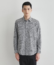 ストライプ小花 長袖シャツ