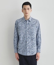 ストライプ小花 長袖シャツ