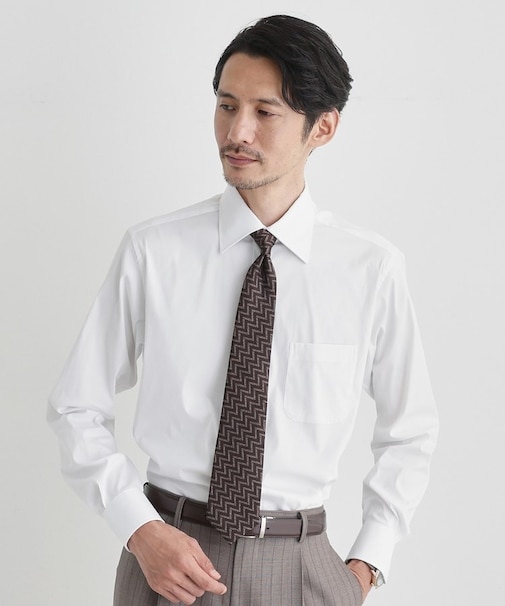 ストレッチ ワイドカラー シャツ