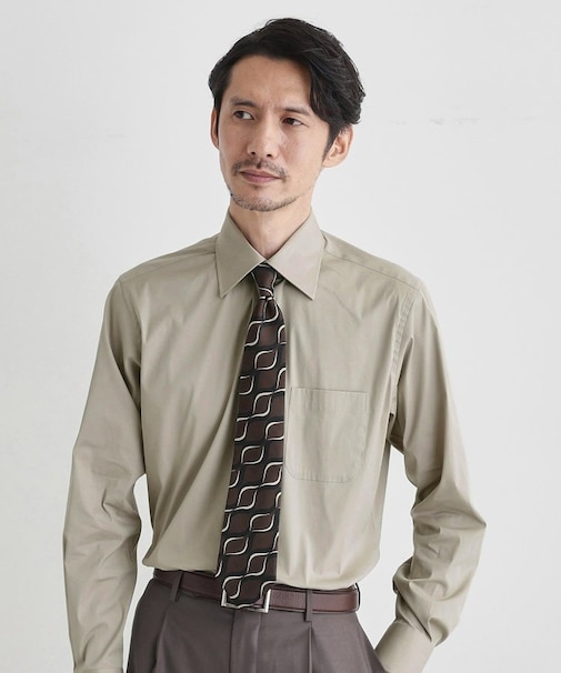 ストレッチ ワイドカラー シャツ