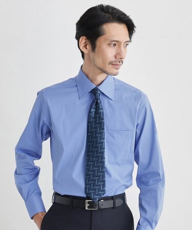 ストレッチ ワイドカラー シャツ