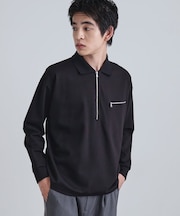 ポロ衿ハーフジップ