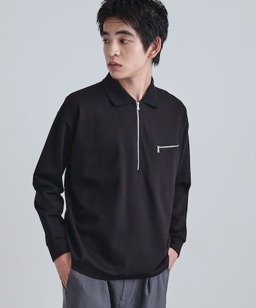 ポロ衿ハーフジップ