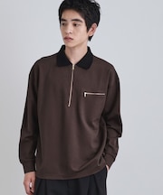 ポロ衿ハーフジップ