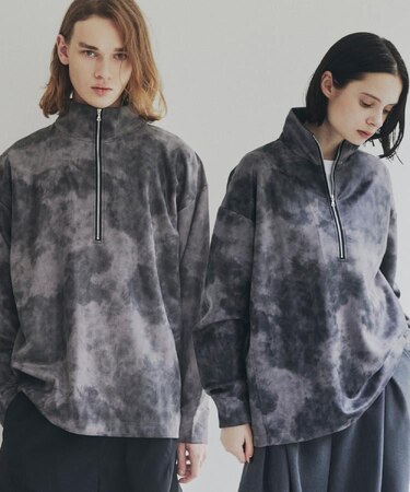 ヴィンテージライクプリント ハーフジッププルオーバー