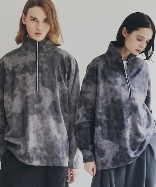 ヴィンテージライクプリント ハーフジッププルオーバー