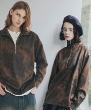 ヴィンテージライクプリント ハーフジッププルオーバー