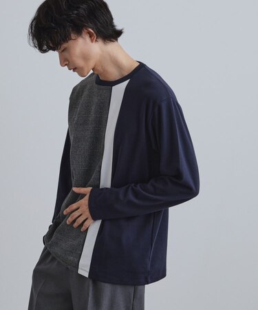 切替グレンチェックカットソー