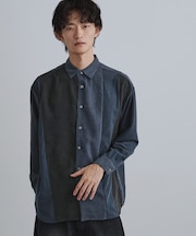 コーデュロイ＆スエード切替シャツ