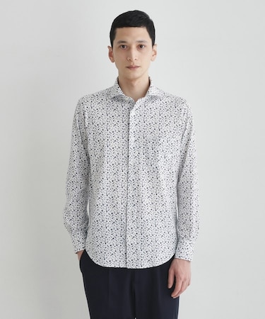 クールマックス 鹿の子 フラワープリントシャツ