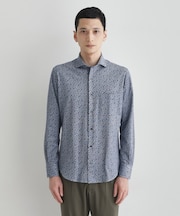 クールマックス 鹿の子 フラワープリントシャツ