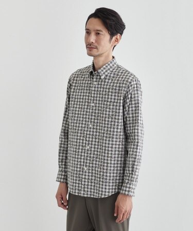 チェックボーラーガーゼシャツ