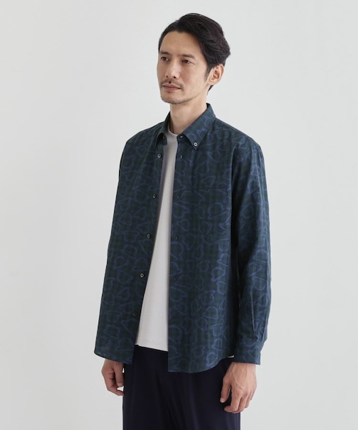 チェックボーラーガーゼシャツ