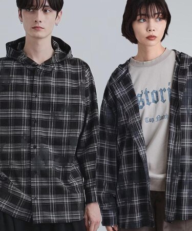 ヴィンテージフードチェックシャツ