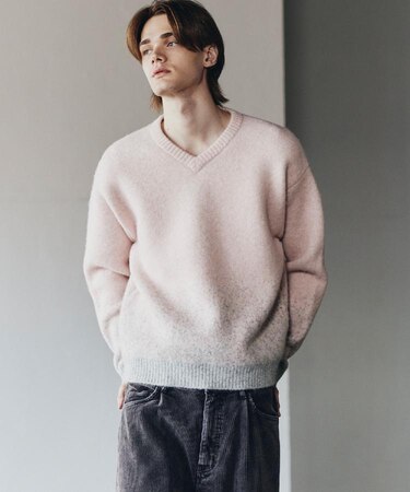 ミスティーシャギーVネックニット