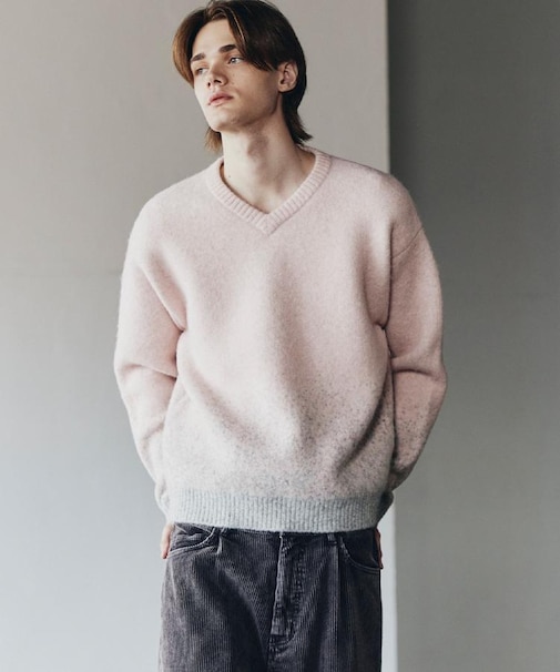 ミスティーシャギーVネックニット