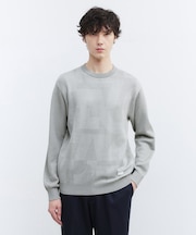 【Made in JAPAN】ビッグチェック＆スライドパズル柄 ニット