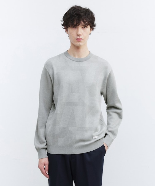 【Made in JAPAN】ビッグチェック＆スライドパズル柄 ニット