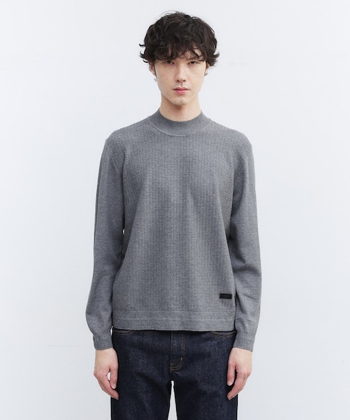 ハイゲージ モックネック ニット プルオーバー