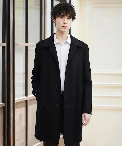 カシミヤブレンド ビーバー調ステンカラーコート