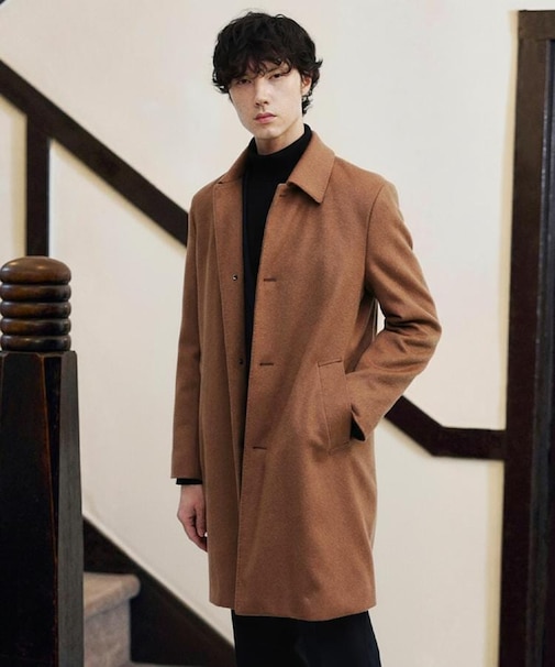 カシミヤブレンド ビーバー調ステンカラーコート