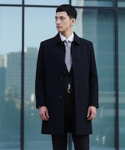 カシミヤブレンド ビーバー調ステンカラーコート