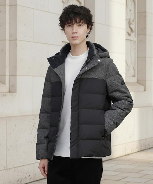 カラーコンビ ダウンブルゾン