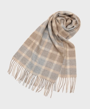 【洗えるカシミヤ】 カシミヤ100 チェックマフラー