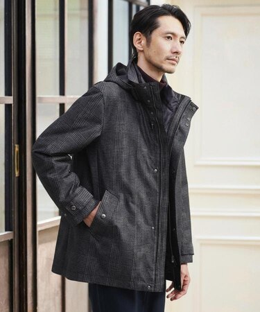 【3WAY】グレンチェック ダウンライナー ブルゾン