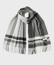 【洗えるカシミヤ】 ピュアカシミヤ パネルチェックマフラー