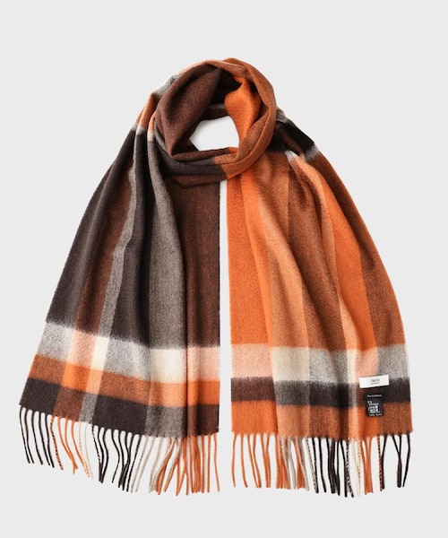 洗えるカシミヤ】 ピュアカシミヤ パネルチェックマフラー