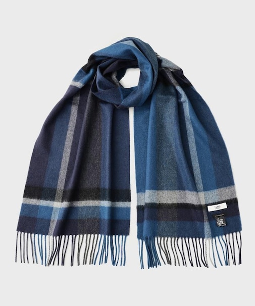 【洗えるカシミヤ】 ピュアカシミヤ パネルチェックマフラー