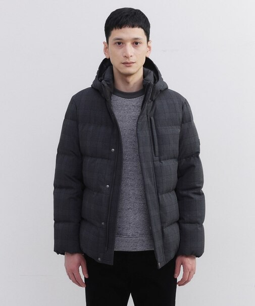 ウールライク チェック ダウン ブルゾン