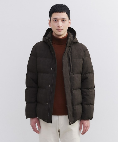 ウールライク チェック ダウン ブルゾン