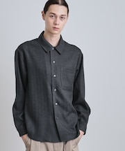 ウール調へリンボンシャツ