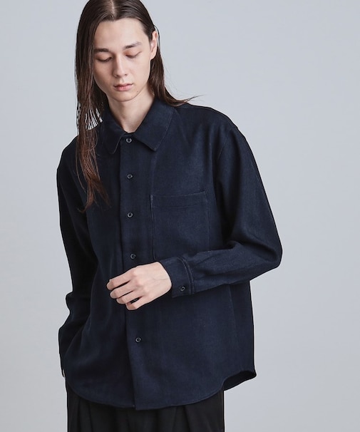 ウール調へリンボンシャツ