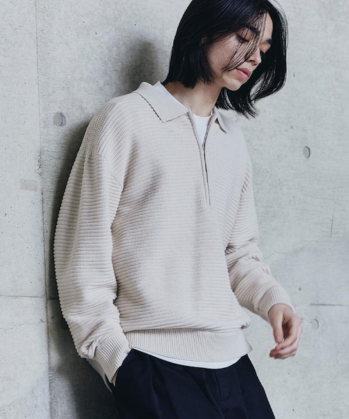 Made in JAPAN】ビッグチェック＆スライドパズル柄 ニット