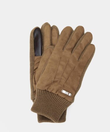 スエード調ニットコンビ ウォッシャブルグローブ
